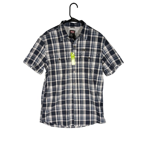 Wrangler Other - Wrangler Black & White Plaid Button Up Short Sleeve Shirt Men's Size Medium